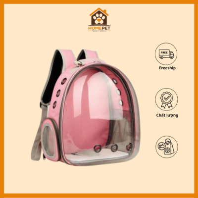 Balo mèo cao cấp màu hồng dùng để vận chuyển thú cưng an toàn tại HomePet Shop Pet